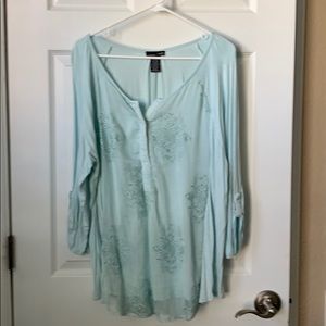 RBX mint green top with sheer overlay XL
